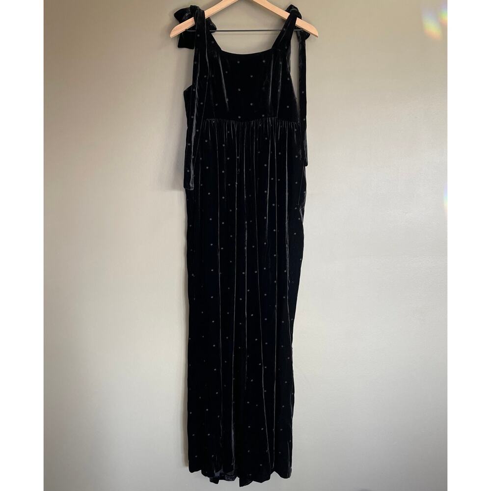 ULLA‎ JOHNSON Minnet Jumpsuit Jet Black Size 4 Embroidered Polka Dot Velvet Chic - Picture 6 of 16